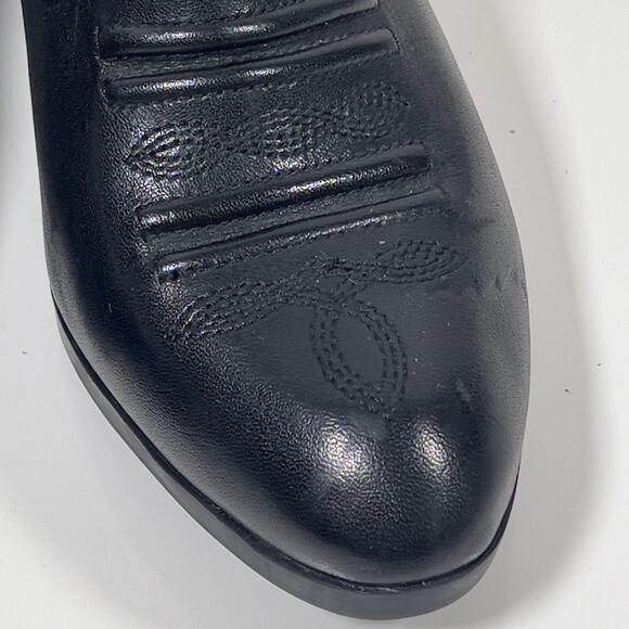 Nurture Leather Black Western Ankle Booties Women's 10M Block Heel Stitch Detail - Picture 9 of 16